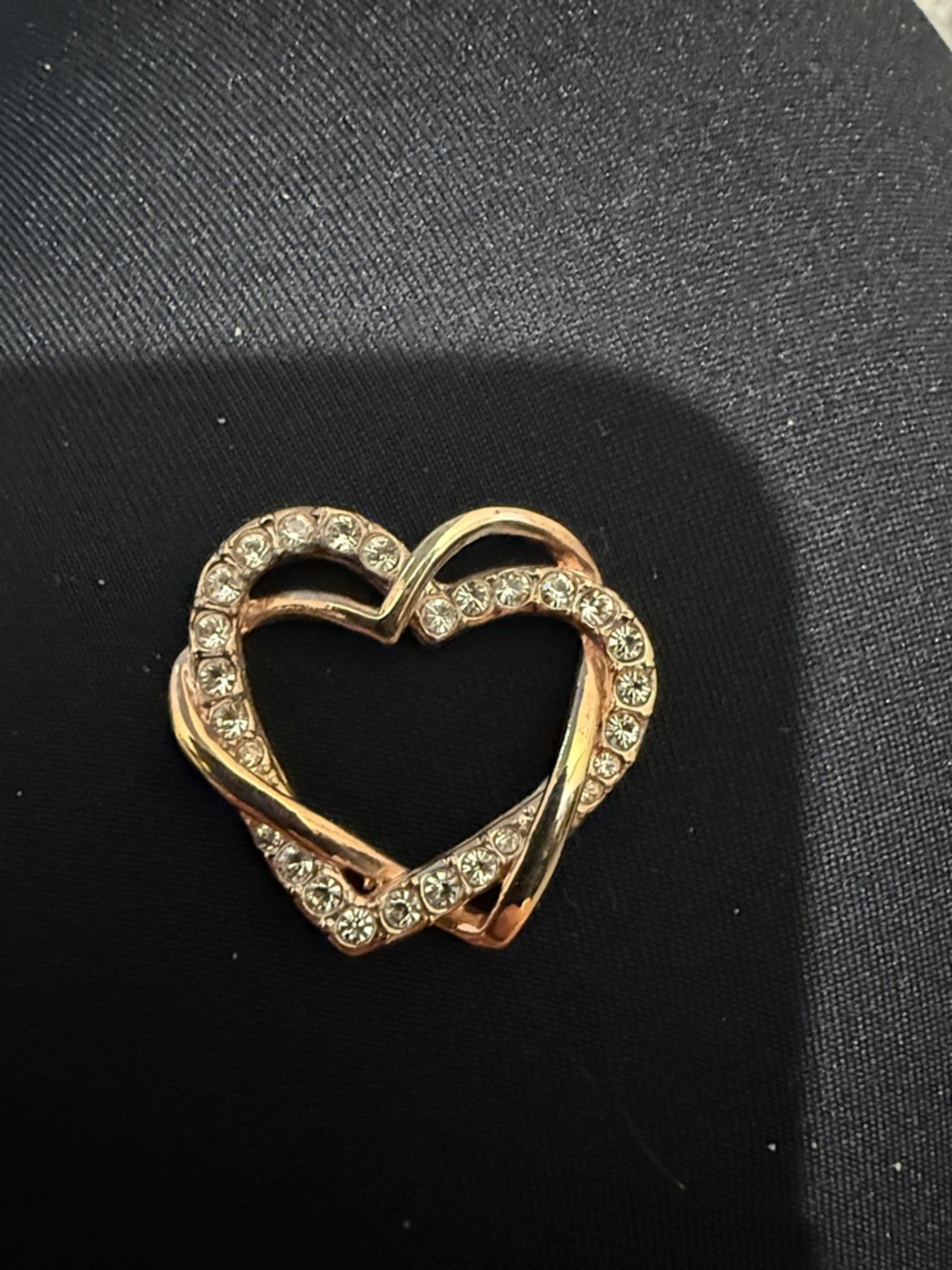 Crystal-Embellished Gold Heart Pendant Necklace Charm